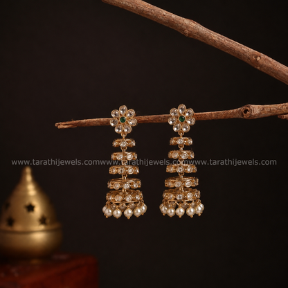 Golden Five Layer Pearl Earring EA578