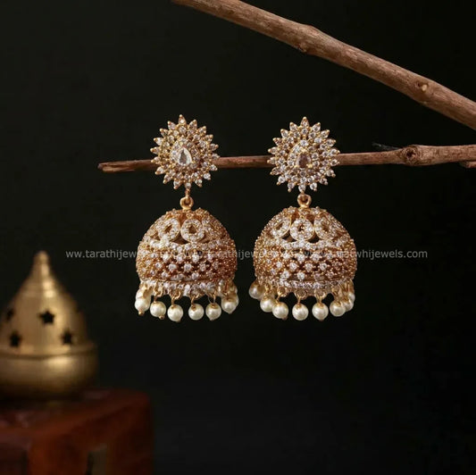 Classic American Diamond Stones Bridal Jumka EA647