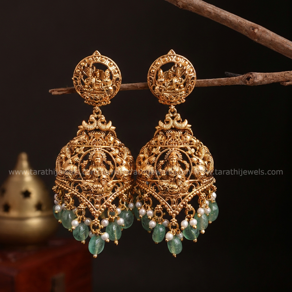 Antique Lakshmi Green Pearls Jumka  EA688