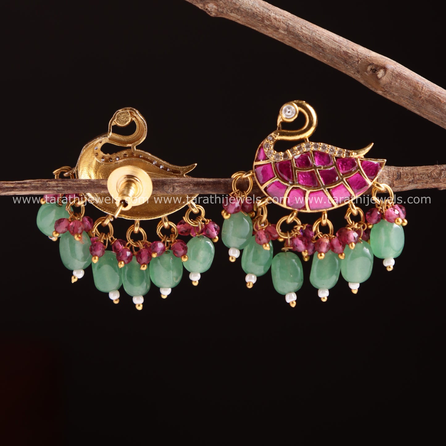 Peacock Jadau Earrings EA720