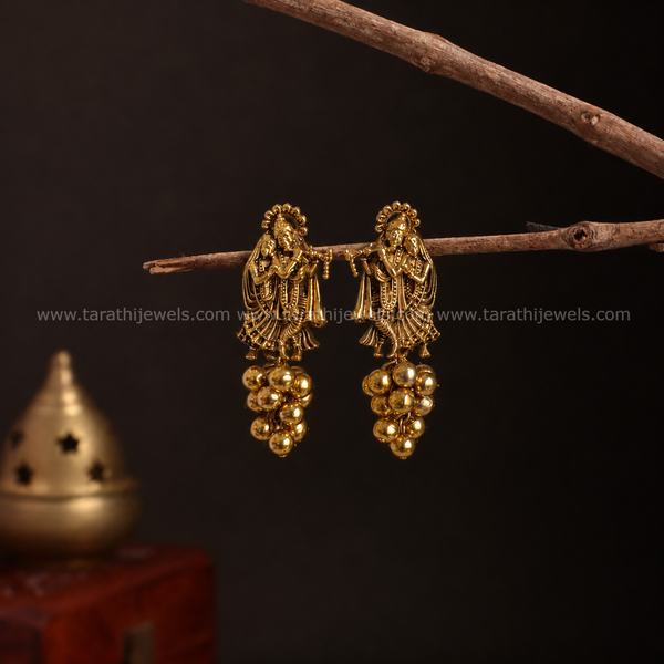 Radha &Krishna Gold Beads Earrings EA747