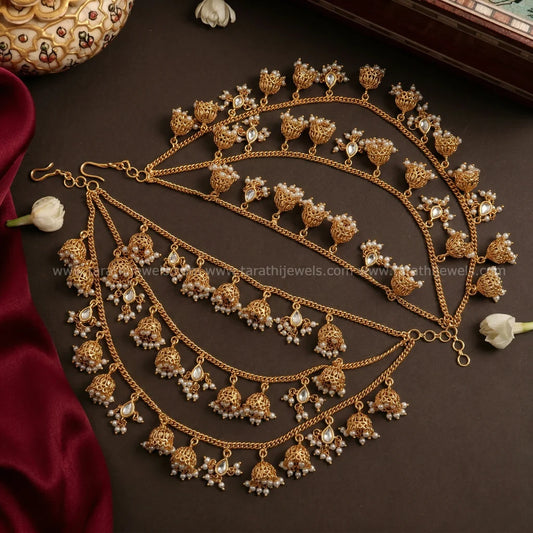 Antique Finish Three Layered Earring chain EC135