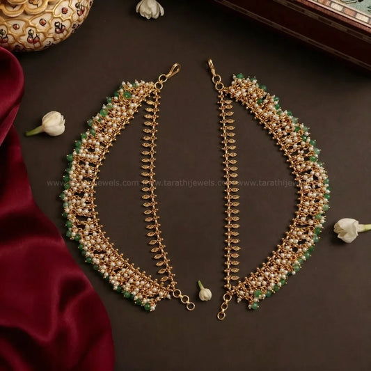 Bridal Green Beads Earring Chain EC137