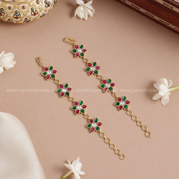 Flower Jadau Kundan Earring chain
