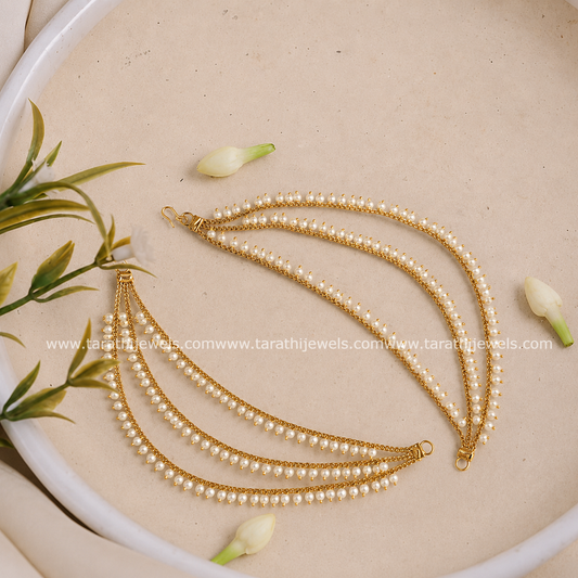 Three Layered Pearl Earring chain EC153