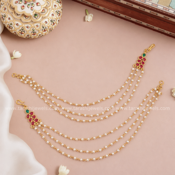 Three Layered Pearl Earring chain EC165