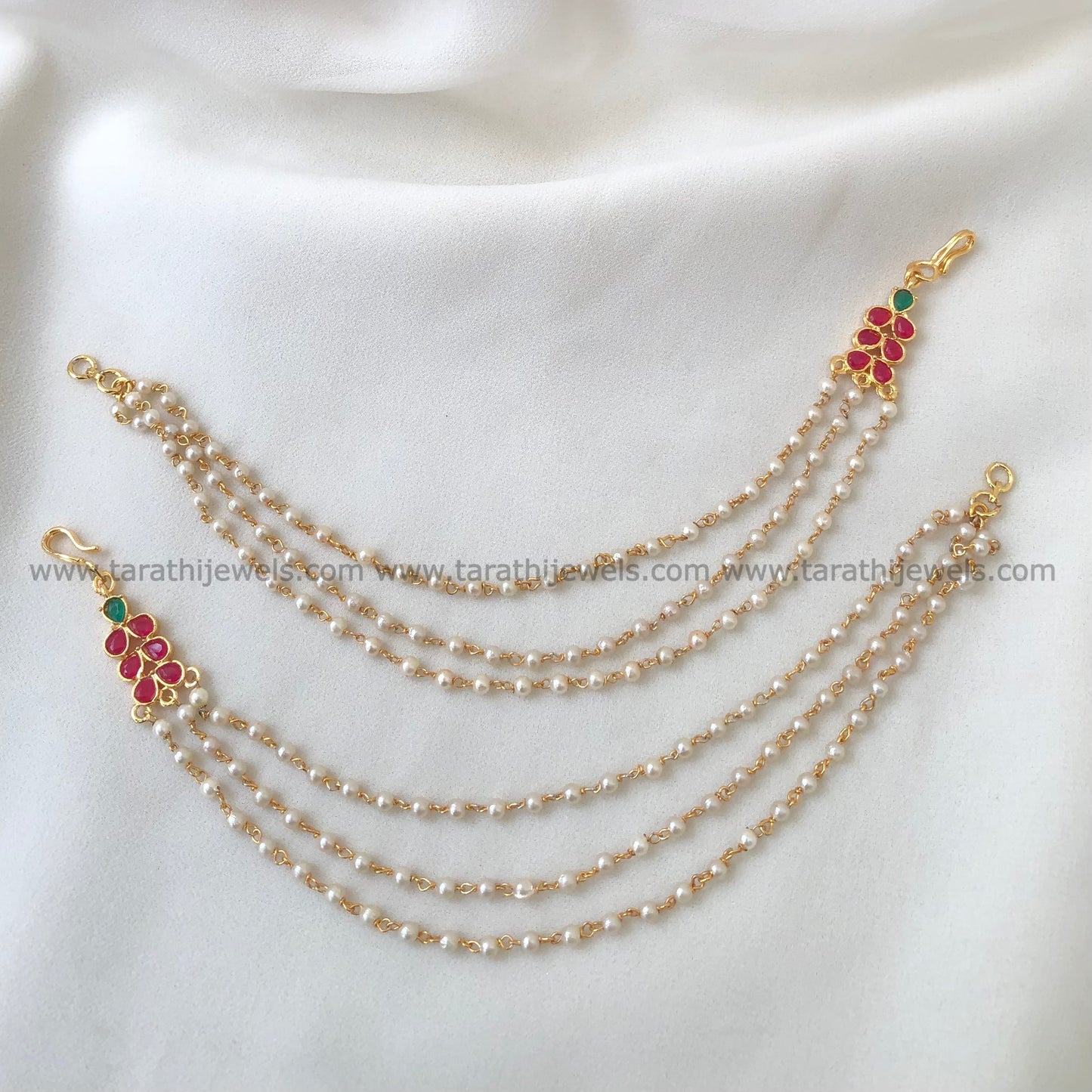 Three Layered Pearl Earring chain EC165