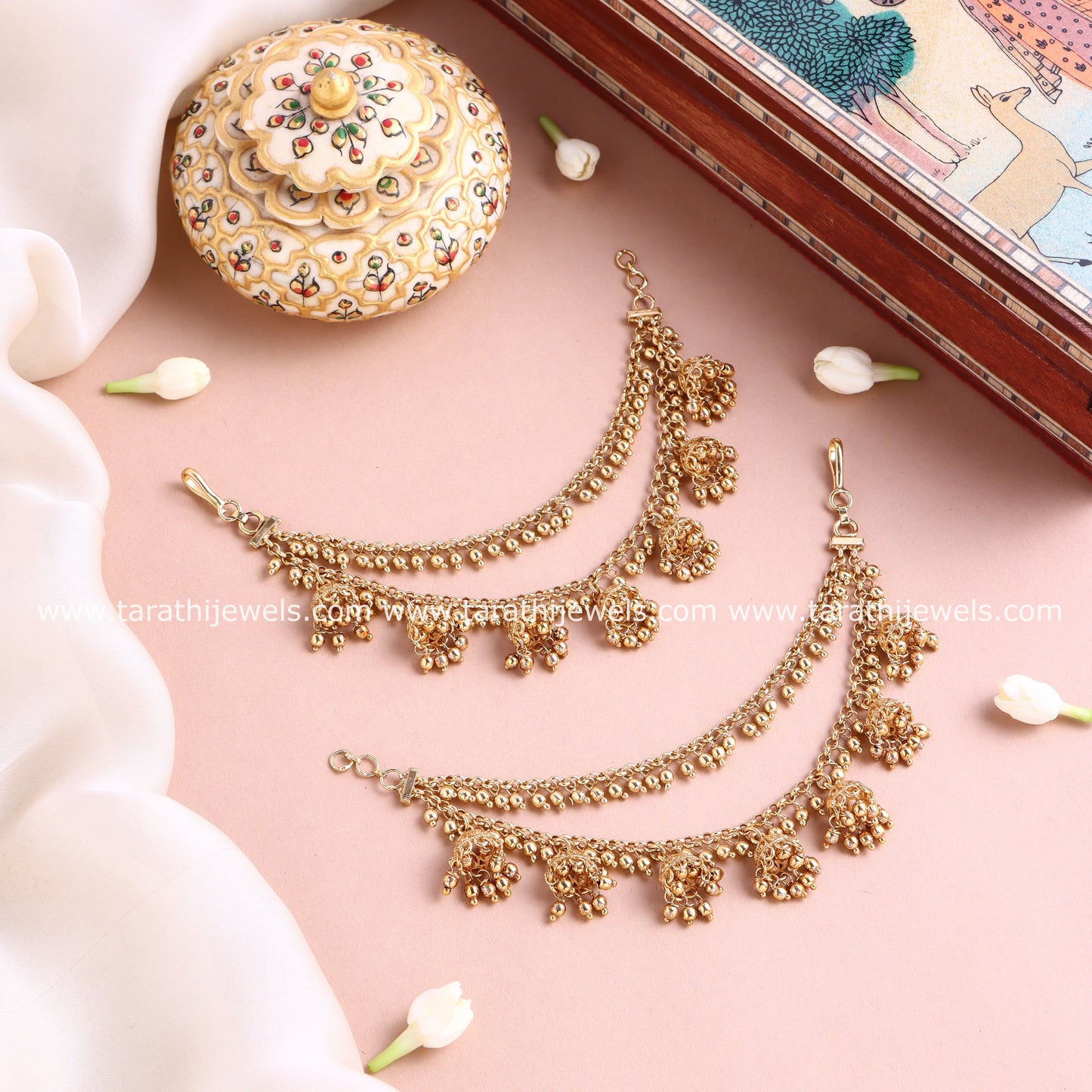 Gold Finish Two Layered Earring chain EC168