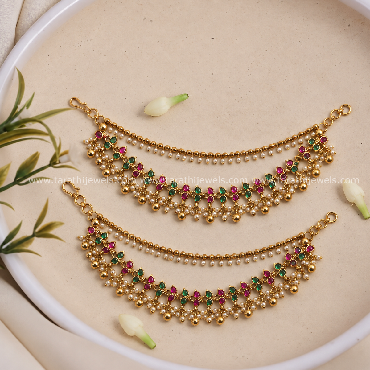 Bridal Two Layered Earring Chain EC191