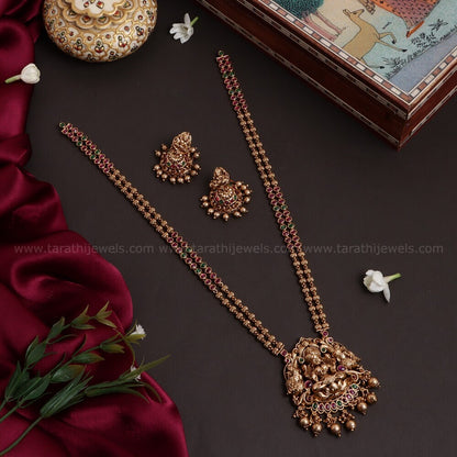 Gold Look alike Lakshmi Pendant Long Haaram HA182
