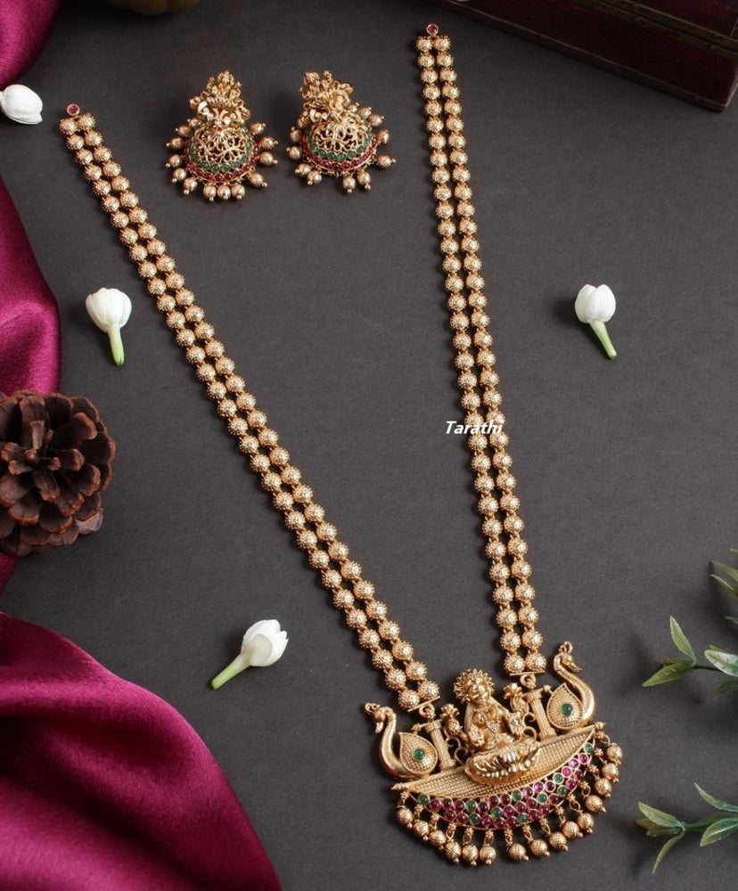 Gold Look alike Lakshmi Pendant Long haaram HA193