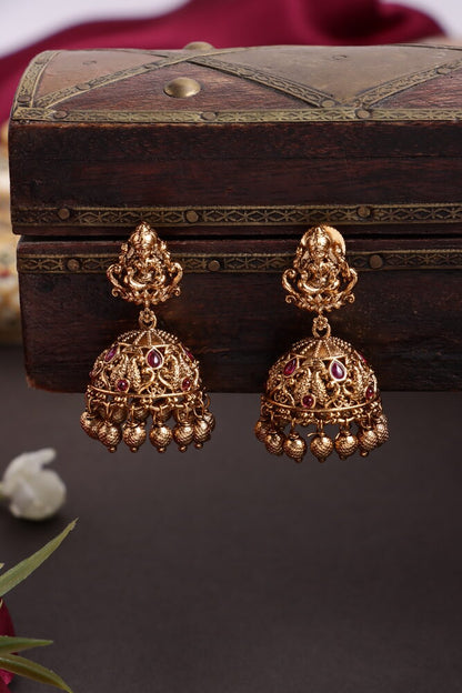 Gold Look alike Lakshmi Pendant Long Haaram HA194