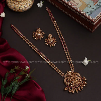 Gold Look alike Lakshmi Pendant Long Haaram HA194