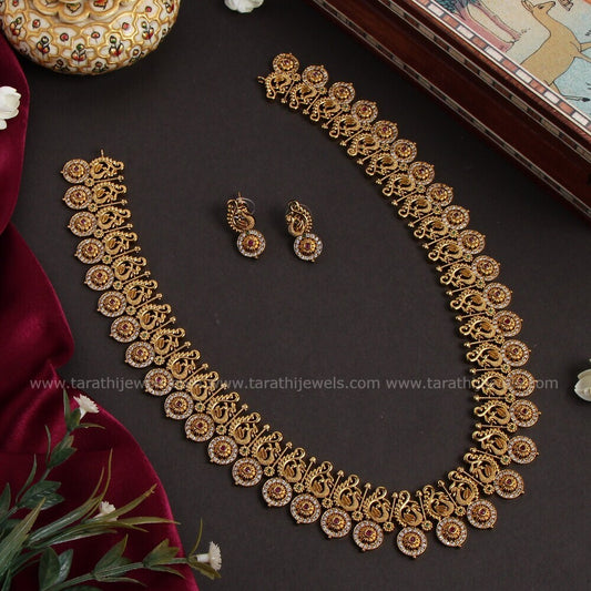 Amazing Gold Tone Peacock Long Haaram HA196