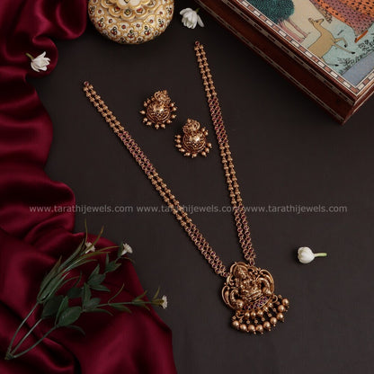 Gold Look alike Lakshmi Pendant Long Haaram HA219