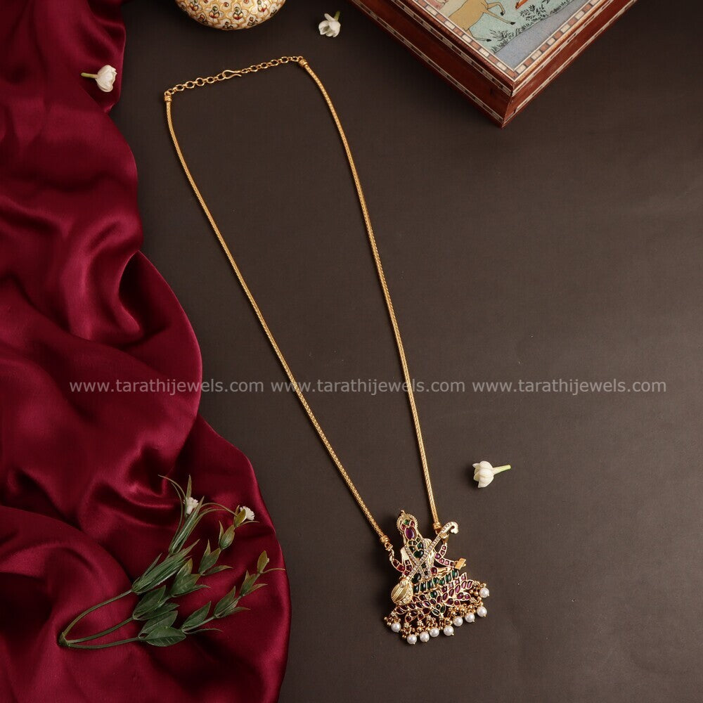 Gold Finish Lakshmi Long Haaram HA225