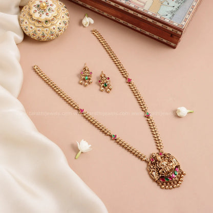 Antique Finish Lakshmi Gold drops Long Haaram HA314