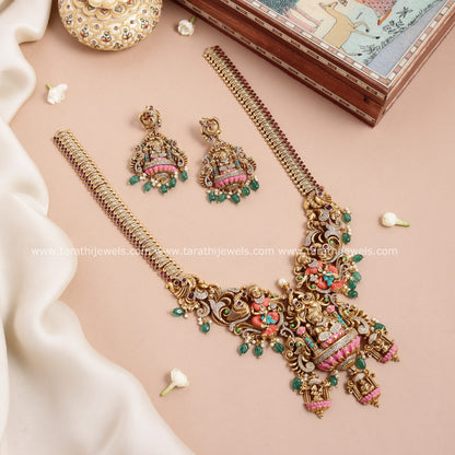 Meenakari Lakshmi Haaram HA361(Hand Painted)