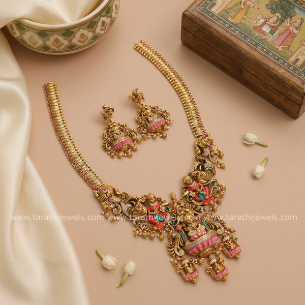 Meenakari Lakshmi Haaram (Hand Painted) HA402