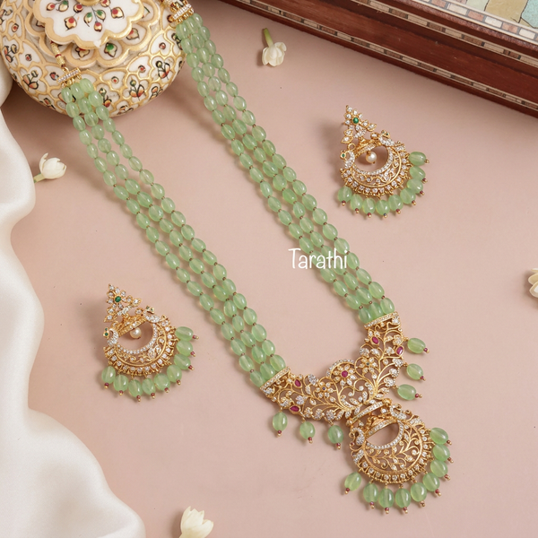Three Layer Pearl Ad peacock Haaram HA403