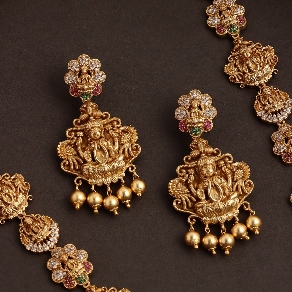 Gold Look alike Lakshmi Pendant Long Haaram  HA445