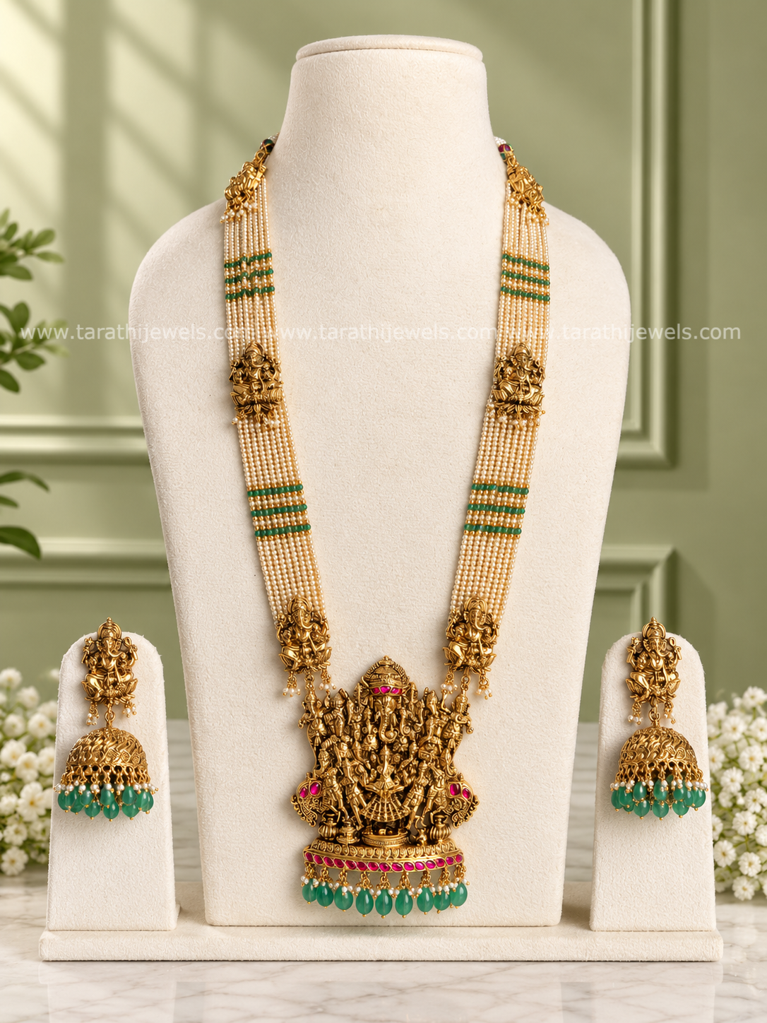 Lord Ganesha Premium Quality Pearl Haaram HA471