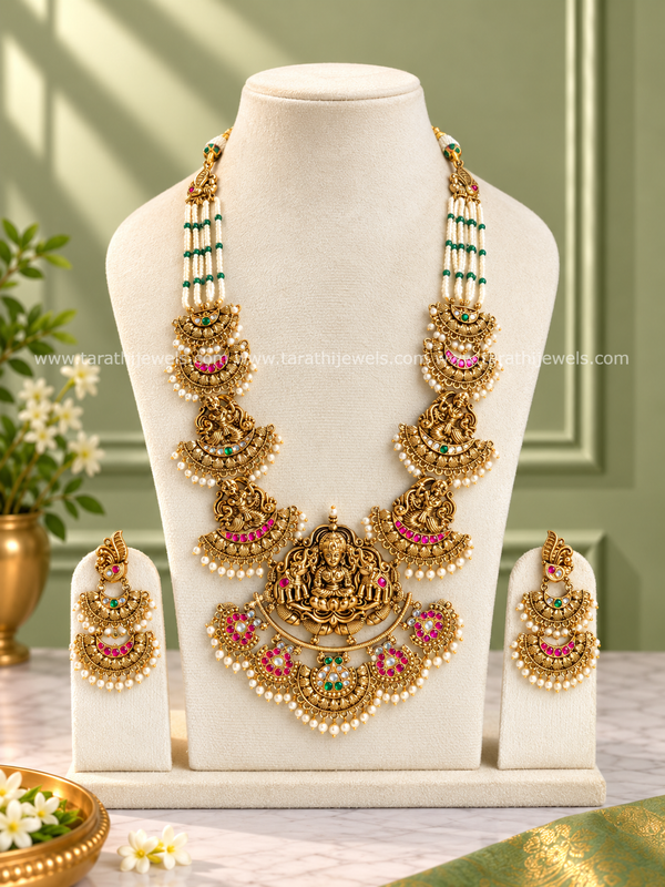 Gold Look alike Pearl Lakshmi Haaram HA477