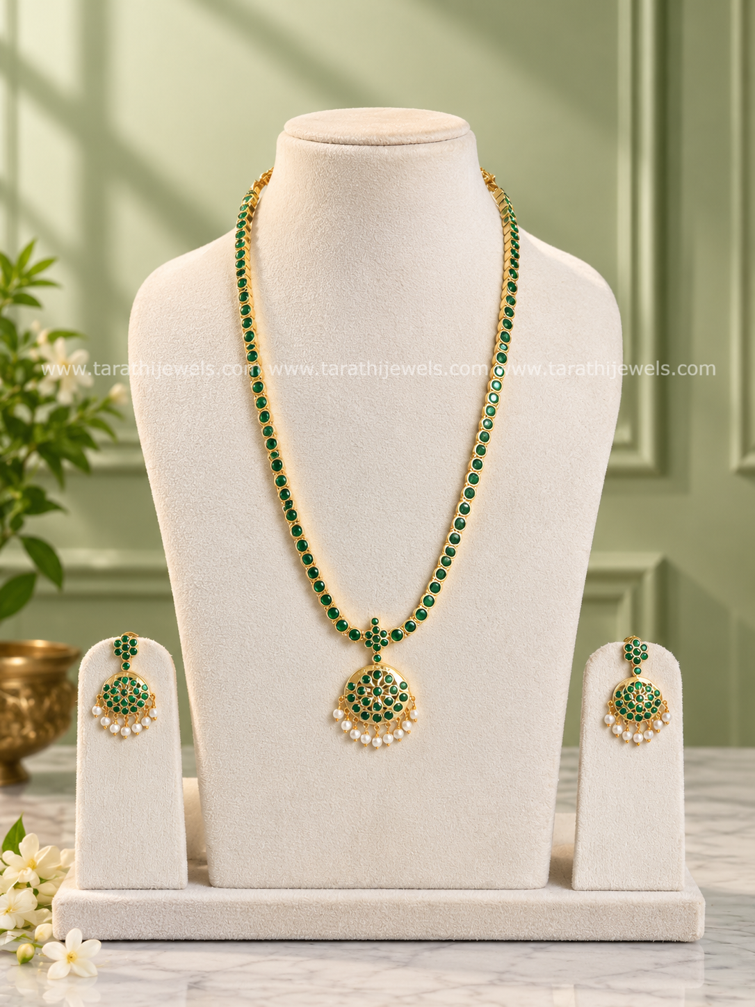 Premium Quality Ithanya Ad Stone Haaram with Earrings HA498