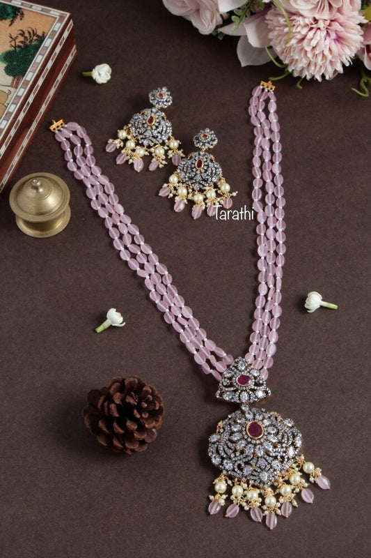Three Layered Victorian Diamond Haaram Baby Pink HA69