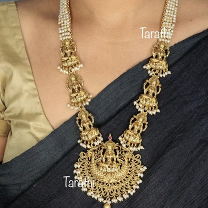 Gold Look alike Premium Quality Pearl Lakshmi Haaram HA83