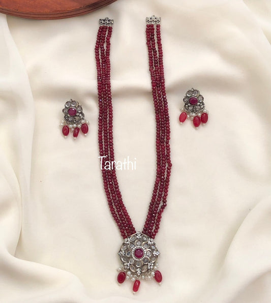 Beautiful Victoria Pearl Mala set (Maroon)HA96