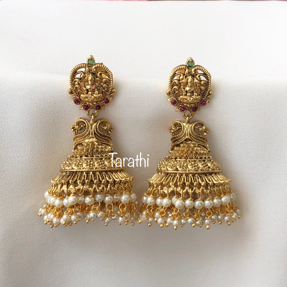 Antique Temple jumka with Kemp stones EA287