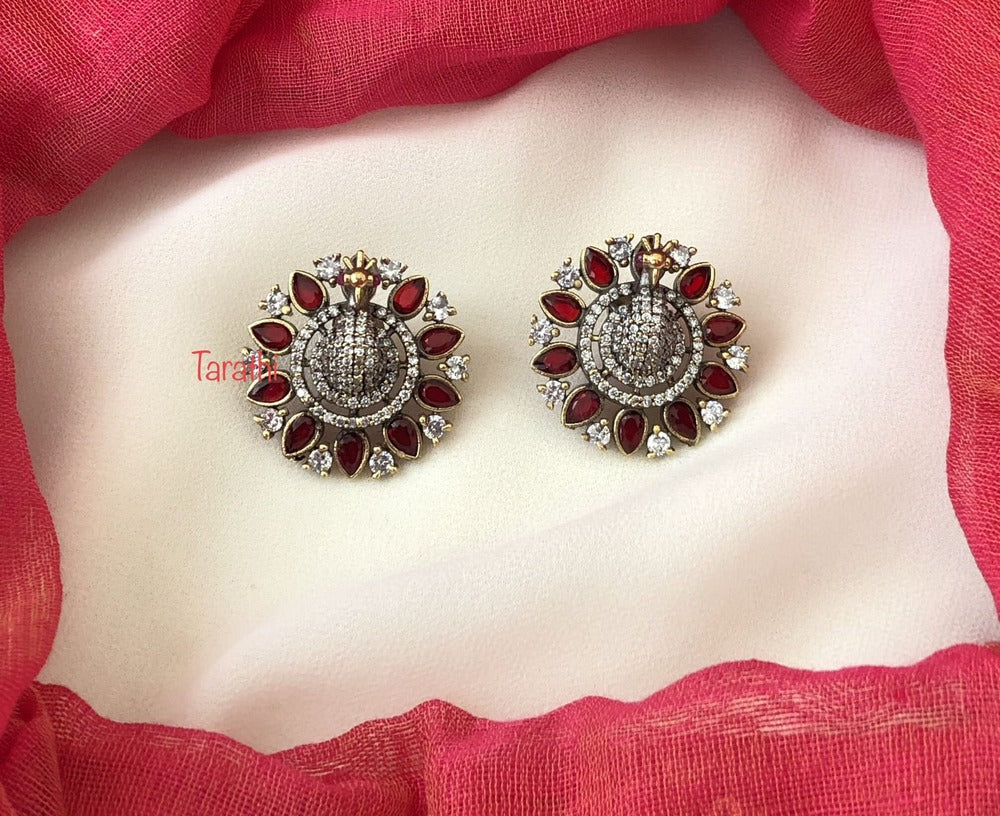 Peacock design Victorian Diamond Earrings EA318