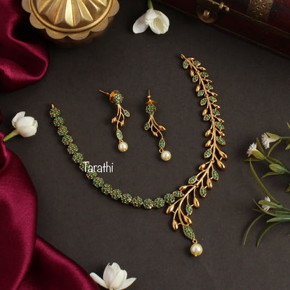 Simple Leaf Design AD Necklace set N299
