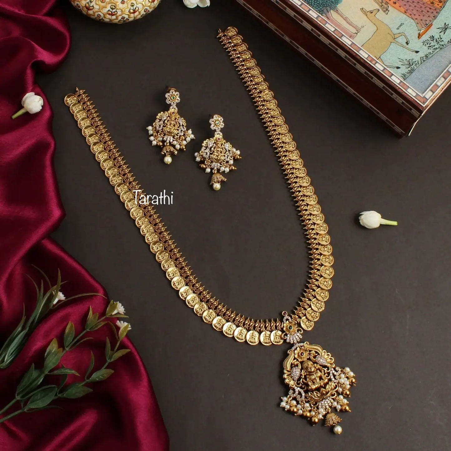 Gold Finish Lakshmi guttapusalu Long Haaram HA124