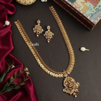 Gold Finish Lakshmi guttapusalu Long Haaram HA124