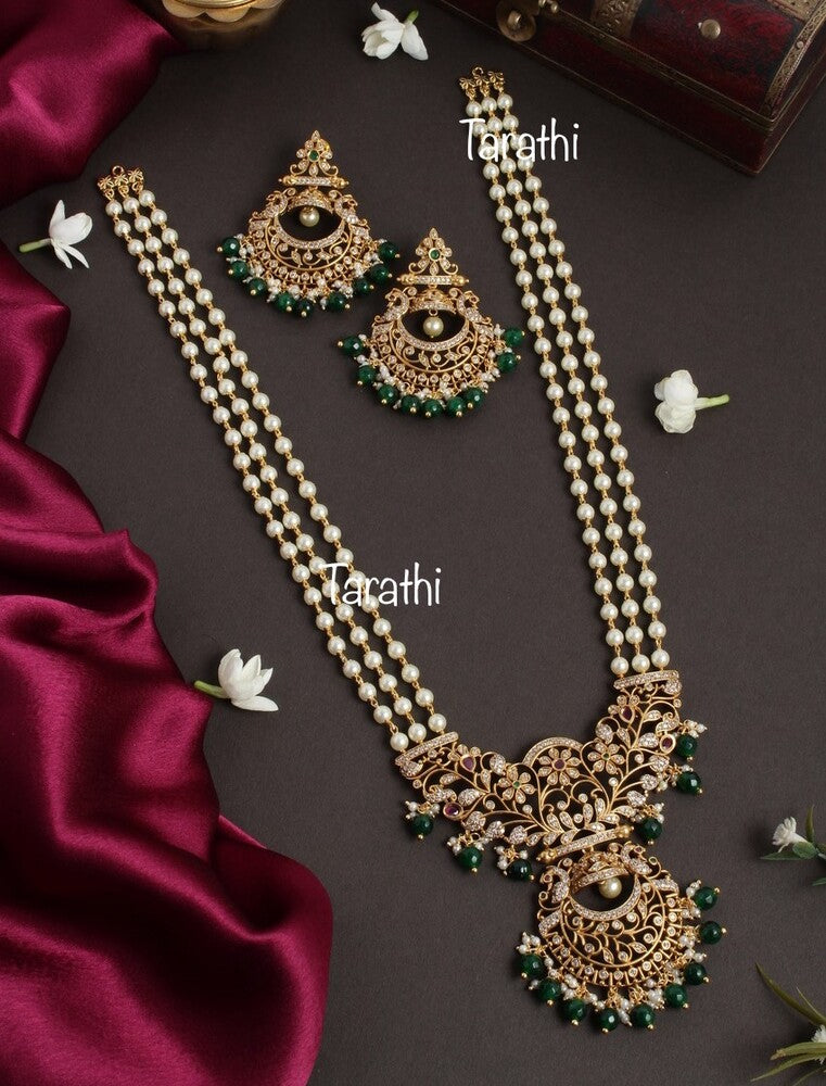 Traditional pendant Three Layered Pearl Long Haaram HA18