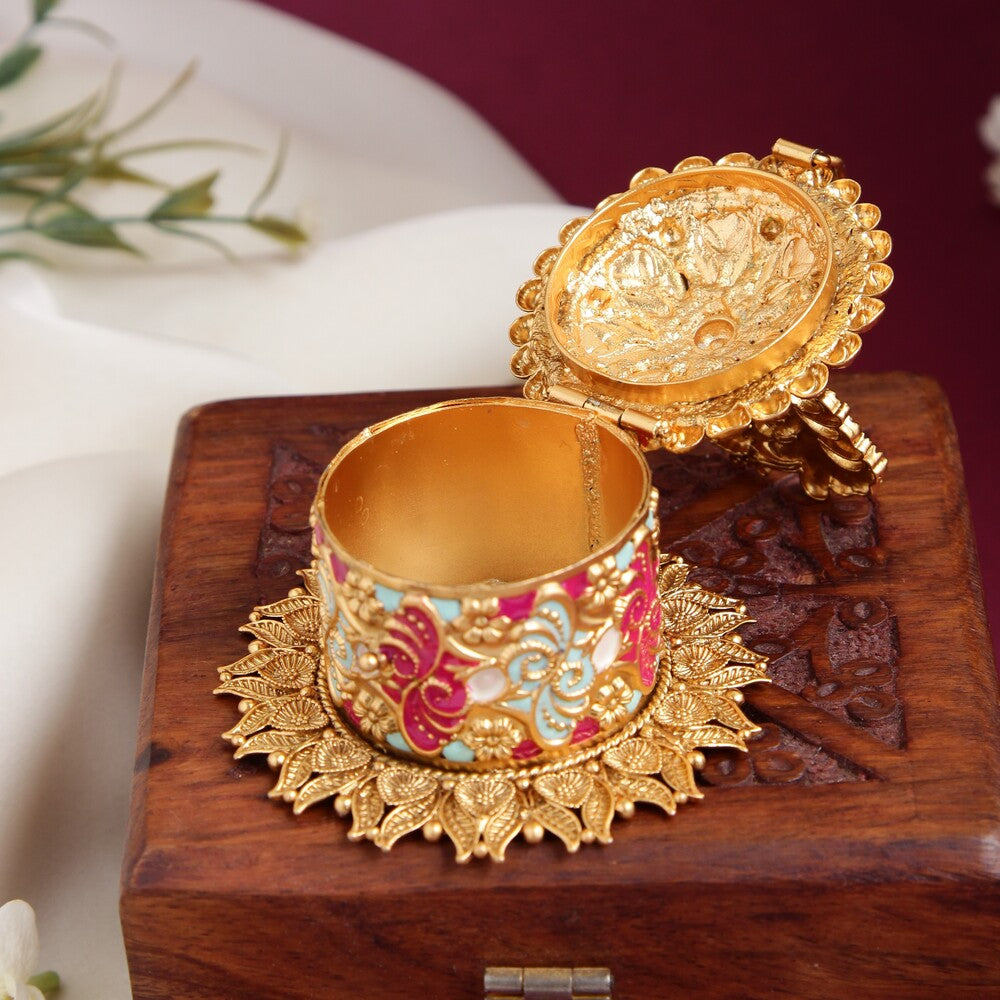 Peacock Meenkari kumkum Box KK18