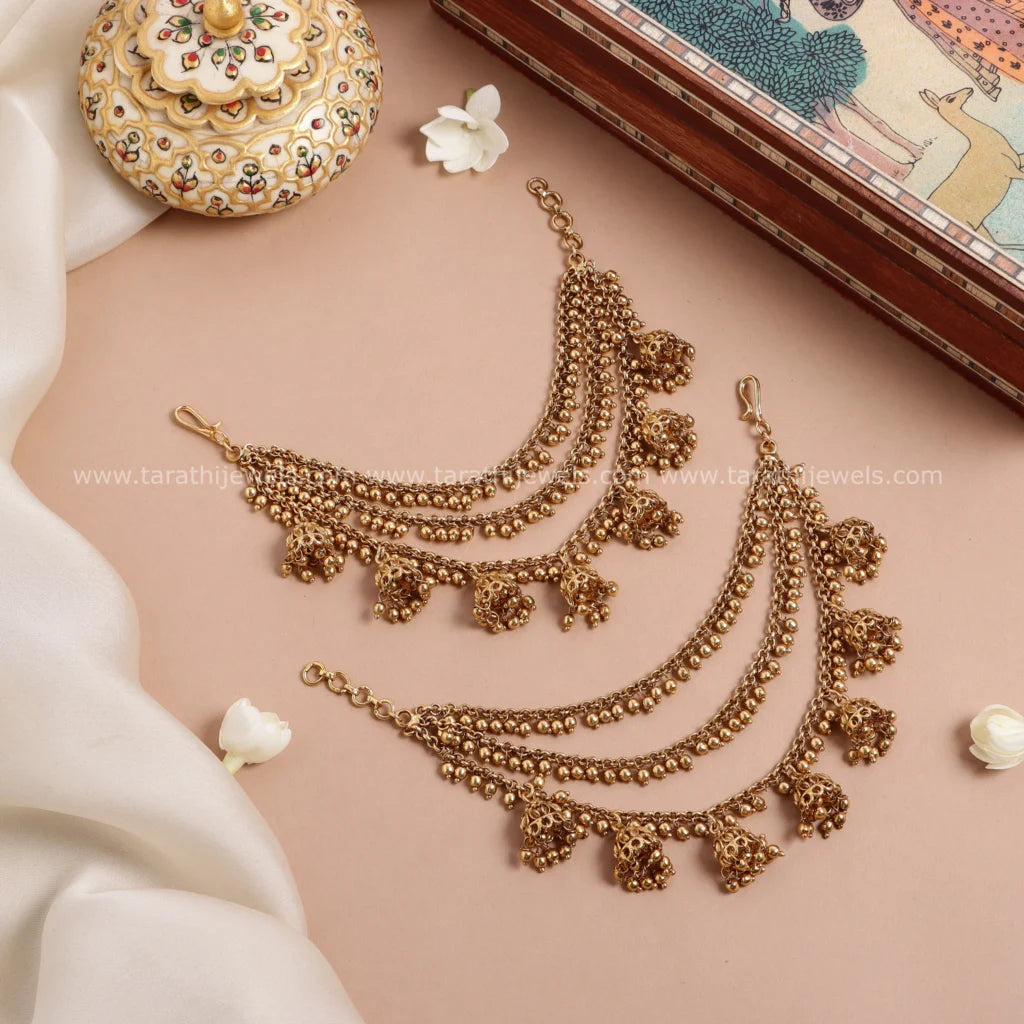 Gold Finish Three Layered Earring chain EC88