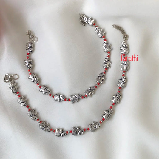 Silver Look alike Elephant Anklet AK16