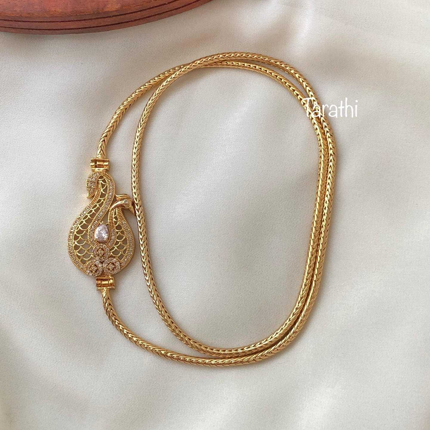 Traditional Ad stone Peacock Mogappu Chain MC12