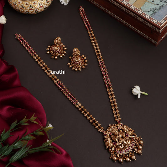 Gold Look alike Lakshmi Pendant Long Haaram HA169