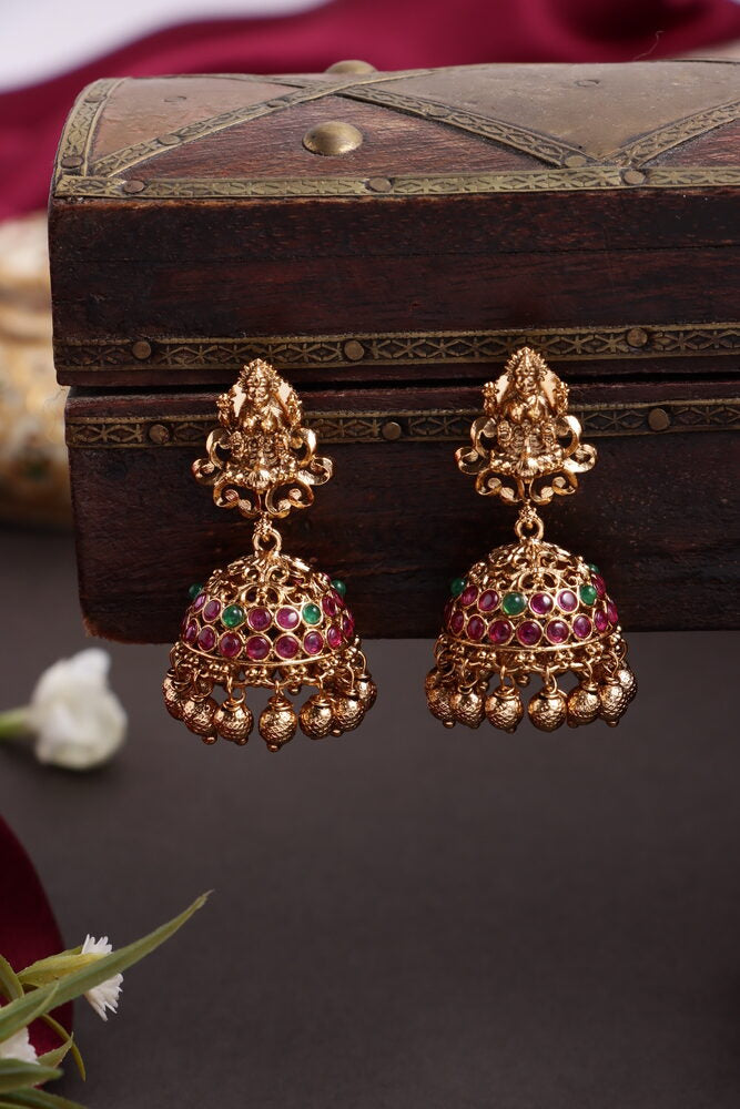 Gold Look alike Lakshmi Pendant Long haaram HA81