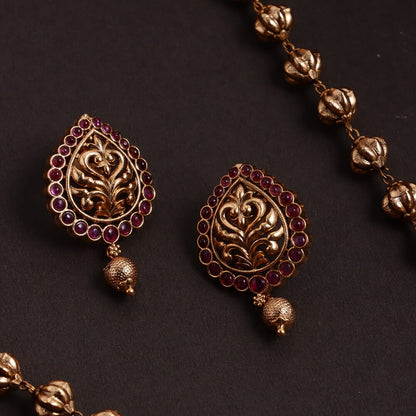 Gold Look alike Peacock Pendant haaram HA179