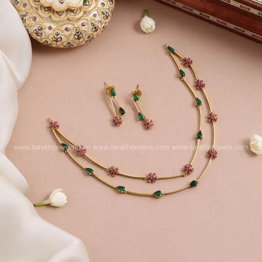 Dual Layered Ad Partywear Necklace N765