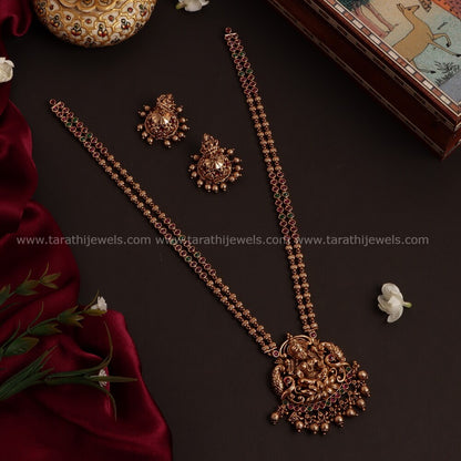 Gold Look alike Lakshmi Pendant Long Haaram HA202