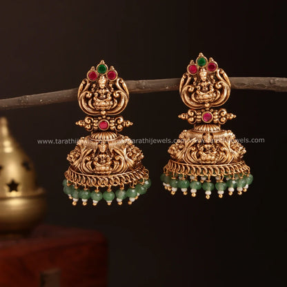 Antique Lakshmi Green Pearls Jumka EA566