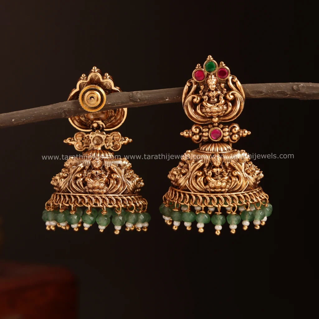 Antique Lakshmi Green Pearls Jumka EA566