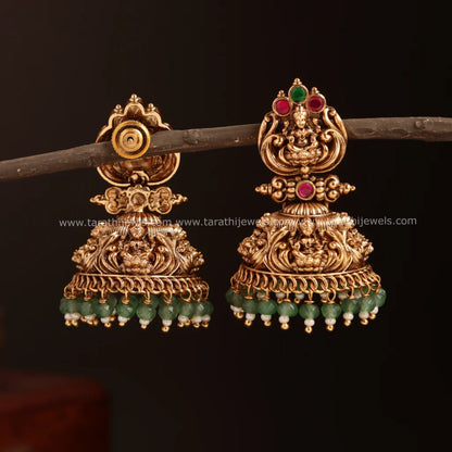 Antique Lakshmi Green Pearls Jumka EA566