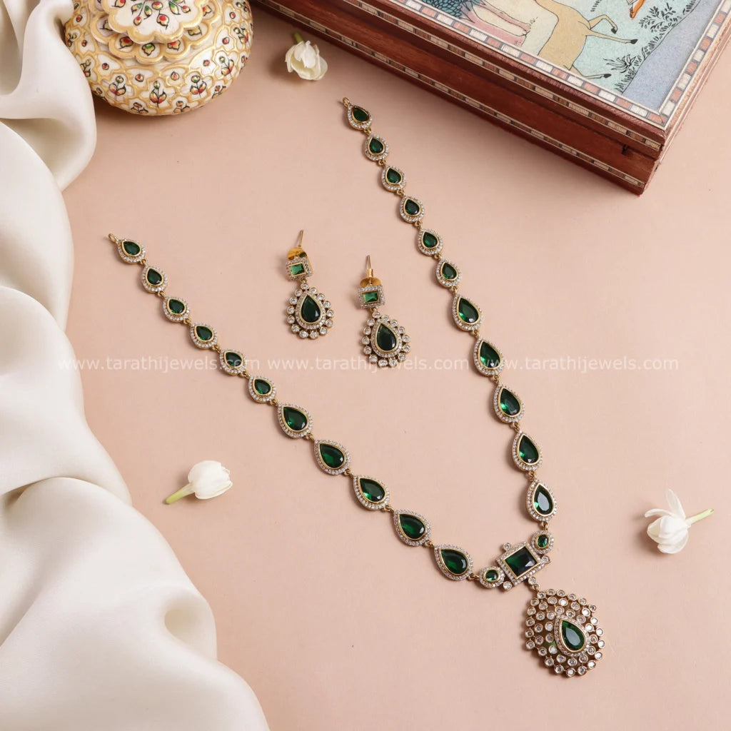 Jyothika Green stone Haaram HA302